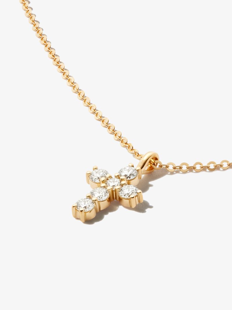 18k Yellow Gold Cross Diamond Necklace