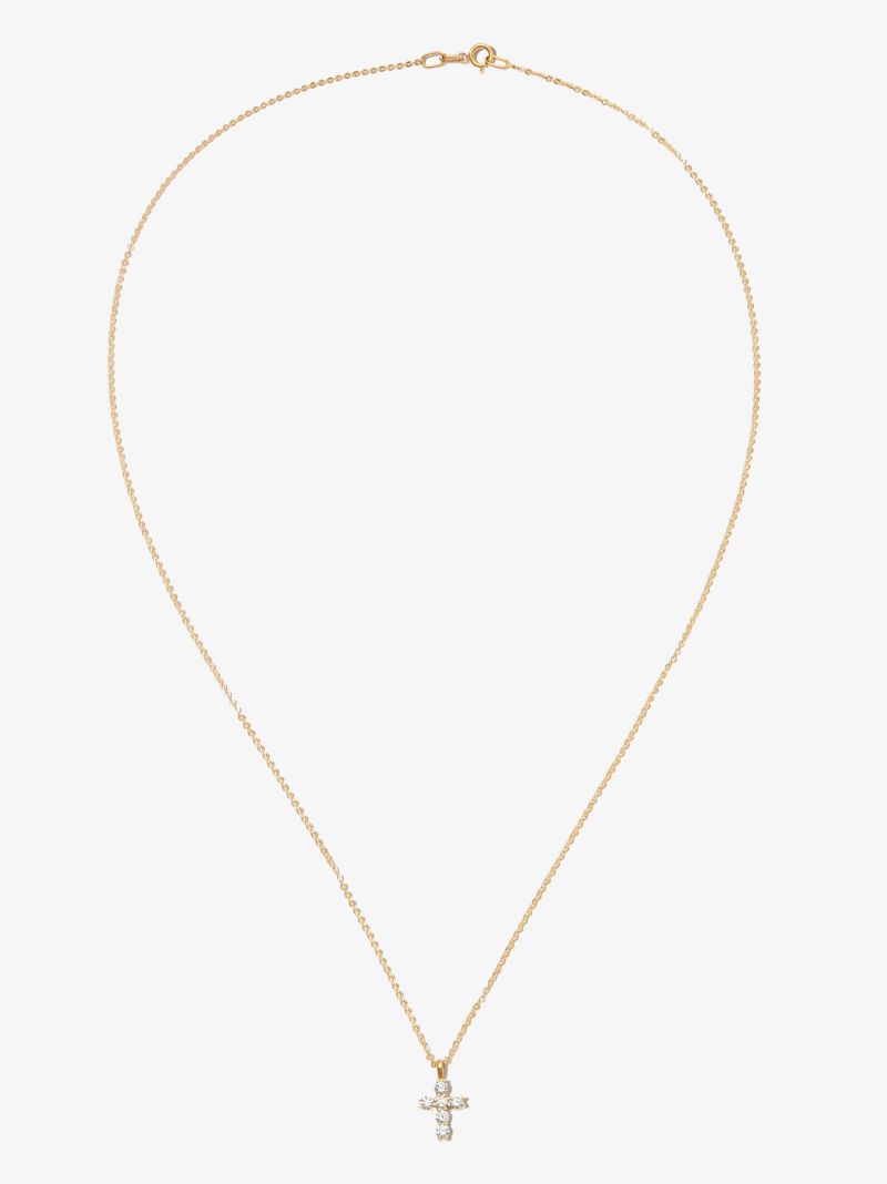 18k Yellow Gold Cross Diamond Necklace