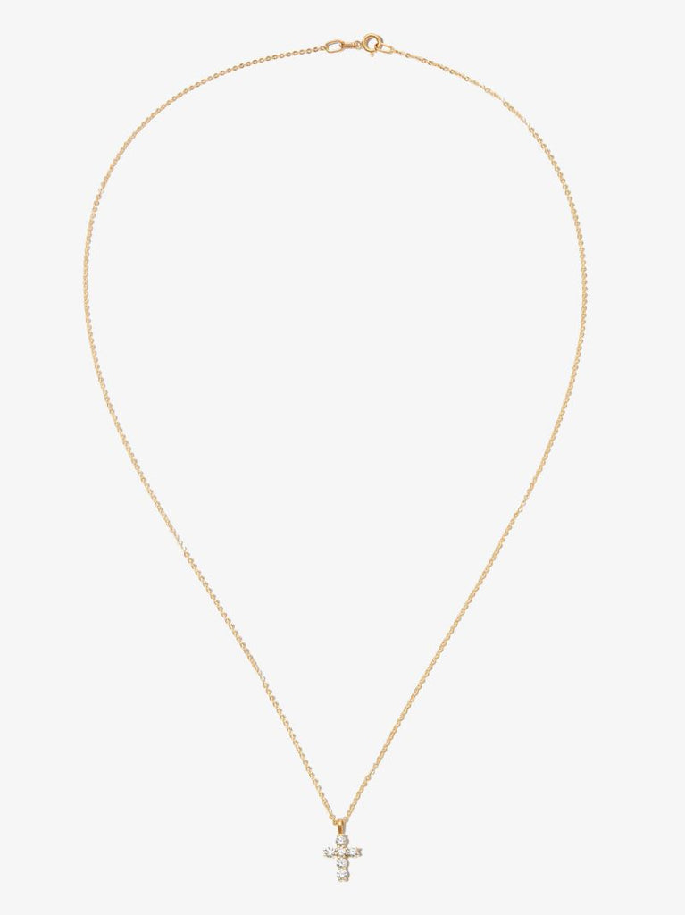 18k Yellow Gold Cross Diamond Necklace