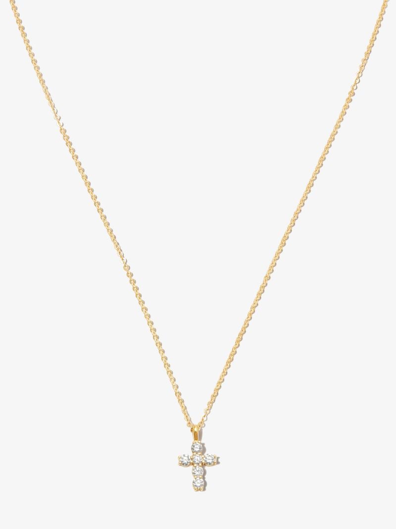 18k Yellow Gold Cross Diamond Necklace