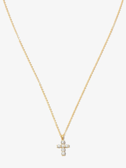 18k Yellow Gold Cross Diamond Necklace