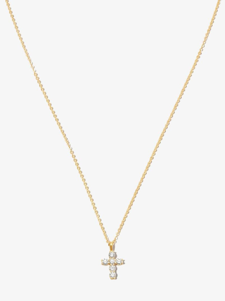18k Yellow Gold Cross Diamond Necklace