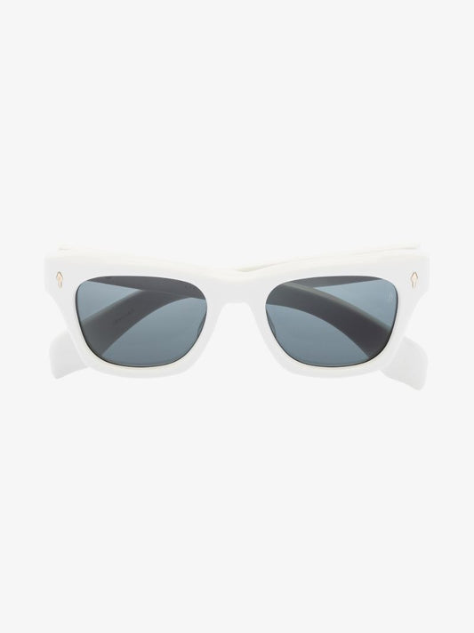 White Dealan Squared Frame Sunglasses
