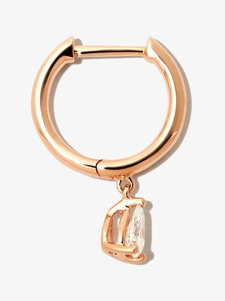 18k Rose Gold Diamond Huggie Hoop Earring