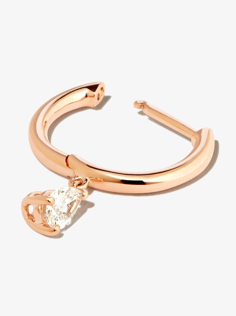 18k Rose Gold Diamond Huggie Hoop Earring