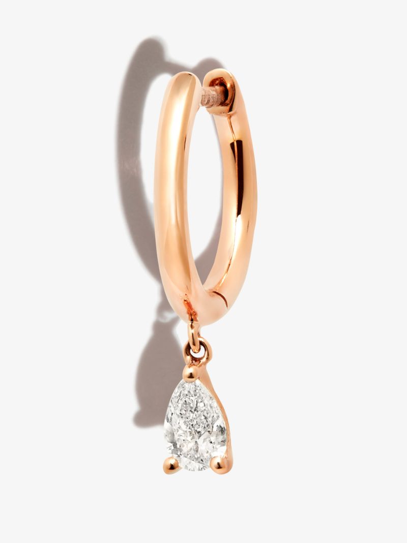 18k Rose Gold Diamond Huggie Hoop Earring
