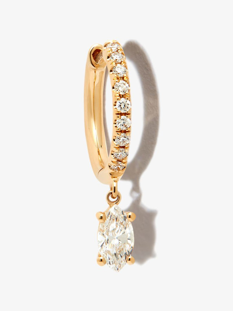 18k Yellow Gold Diamond Single Hoop Earring