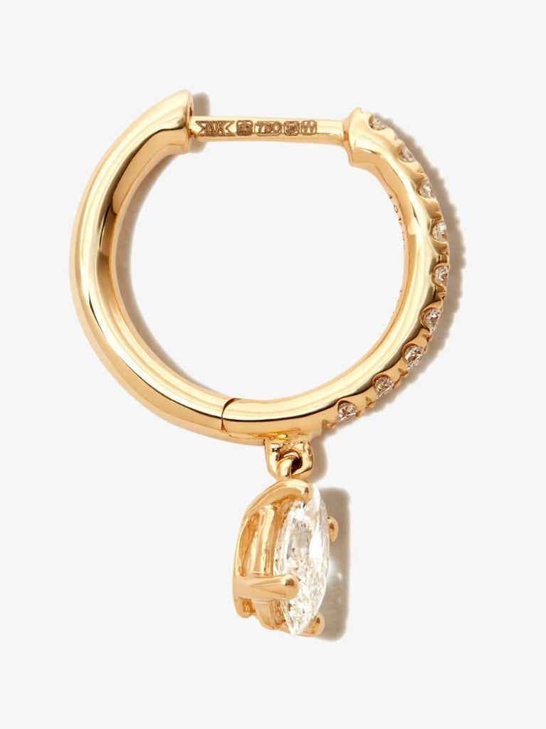 18k Yellow Gold Diamond Single Hoop Earring
