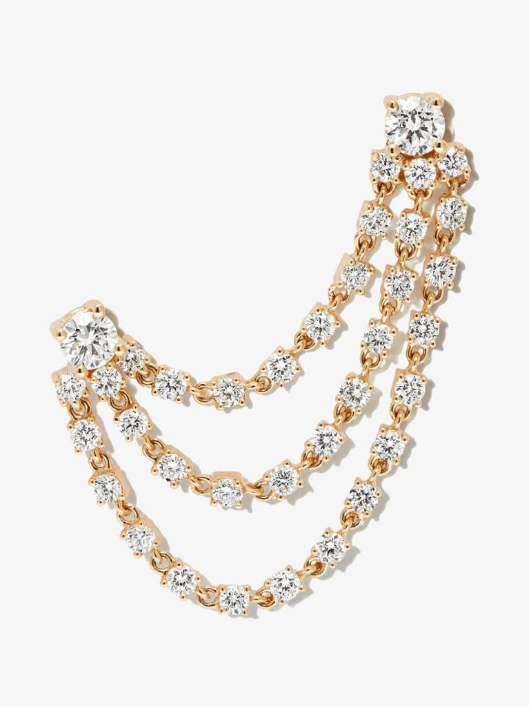 18k Yellow Gold Bianca Double Piercing Diamond Earring