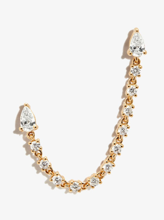 18k Yellow Gold Double Piercing Diamond Earring