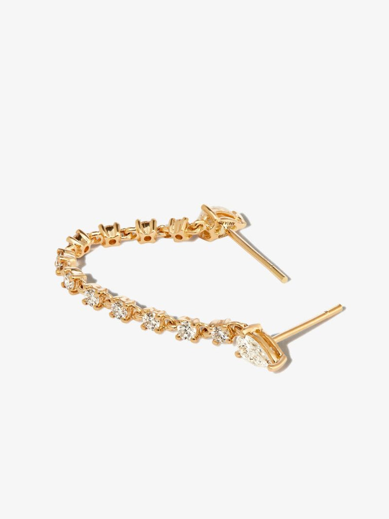 18k Yellow Gold Double Piercing Diamond Earring