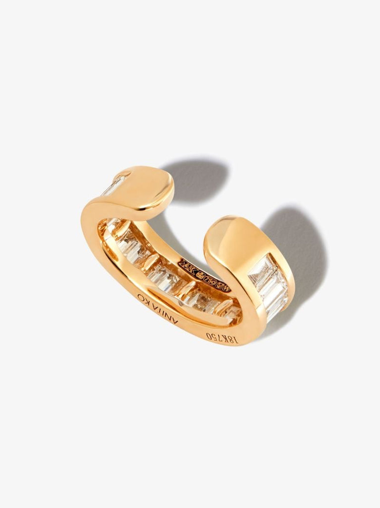 18k Yellow Gold Baguette Diamond Ear Cuff