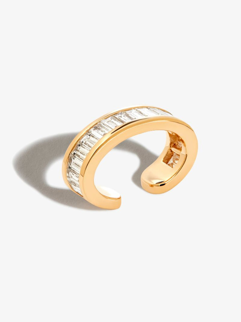 18k Yellow Gold Baguette Diamond Ear Cuff