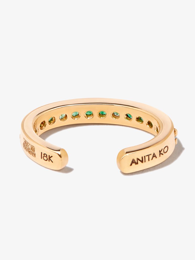 18k Yellow Gold Emerald Ear Cuff