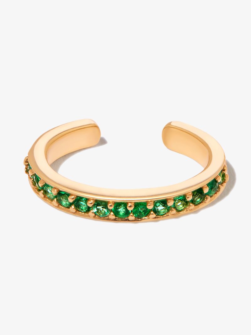 18k Yellow Gold Emerald Ear Cuff