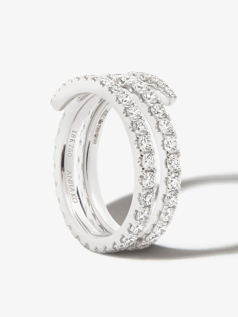 18k White Gold Coil Diamond Ring
