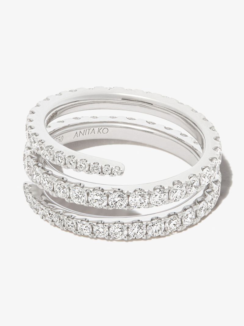 18k White Gold Coil Diamond Ring