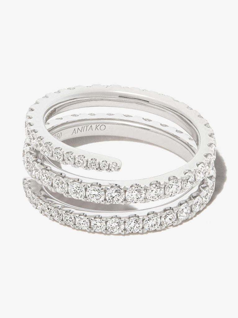 18k White Gold Coil Diamond Ring