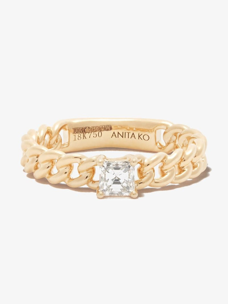 18k Yellow Gold Chain Diamond Ring