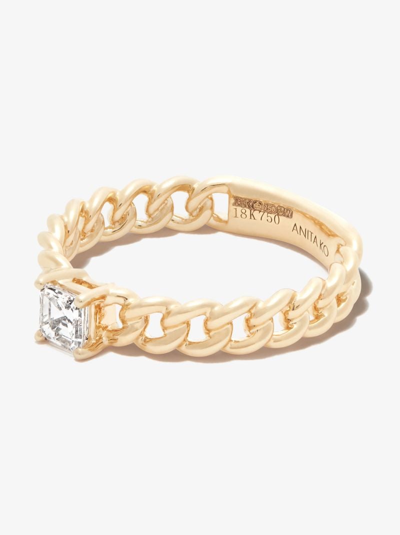 18k Yellow Gold Chain Diamond Ring
