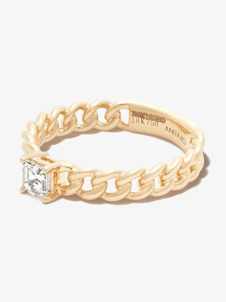18k Yellow Gold Chain Diamond Ring