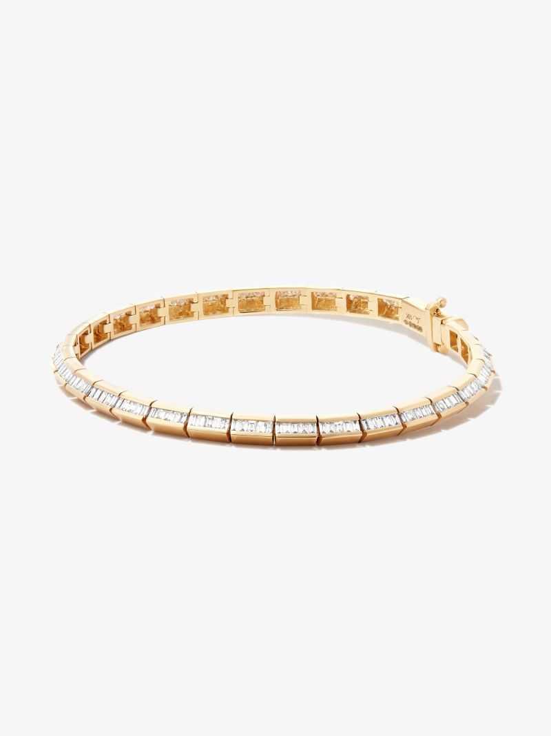 18k Yellow Gold Knife Edge Diamond Tennis Bracelet