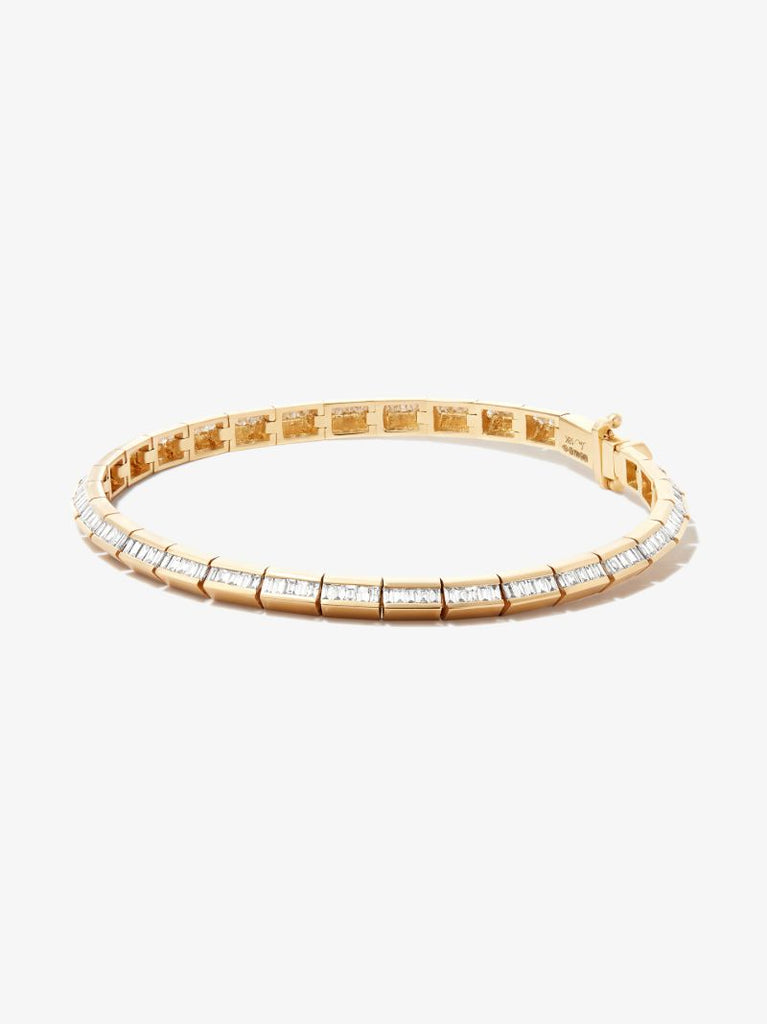 18k Yellow Gold Knife Edge Diamond Tennis Bracelet