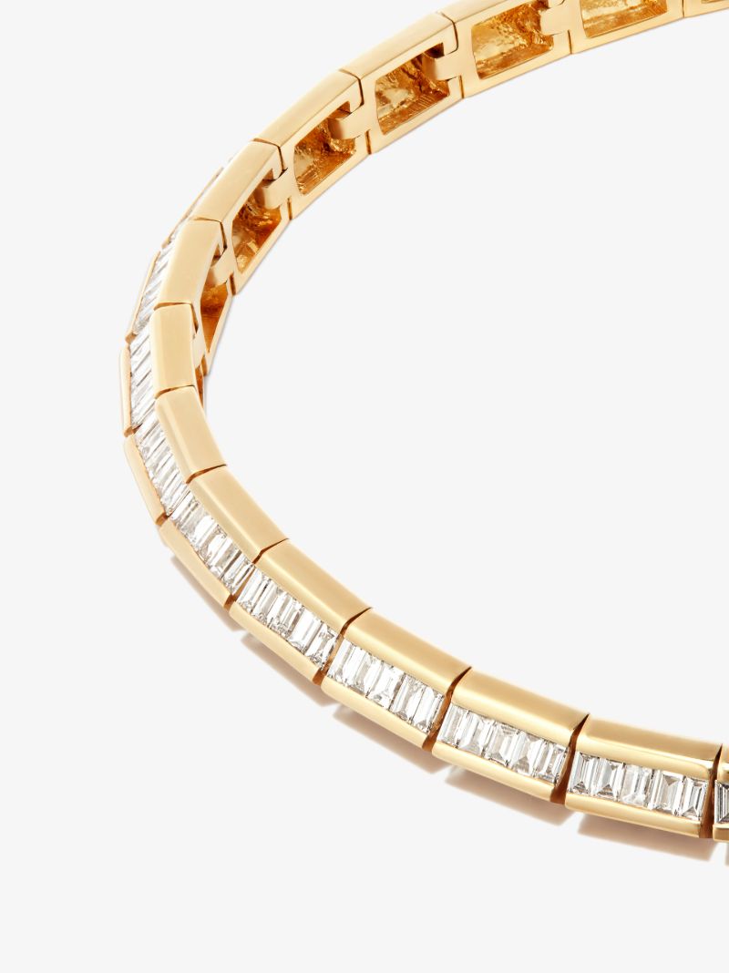 18k Yellow Gold Knife Edge Diamond Tennis Bracelet