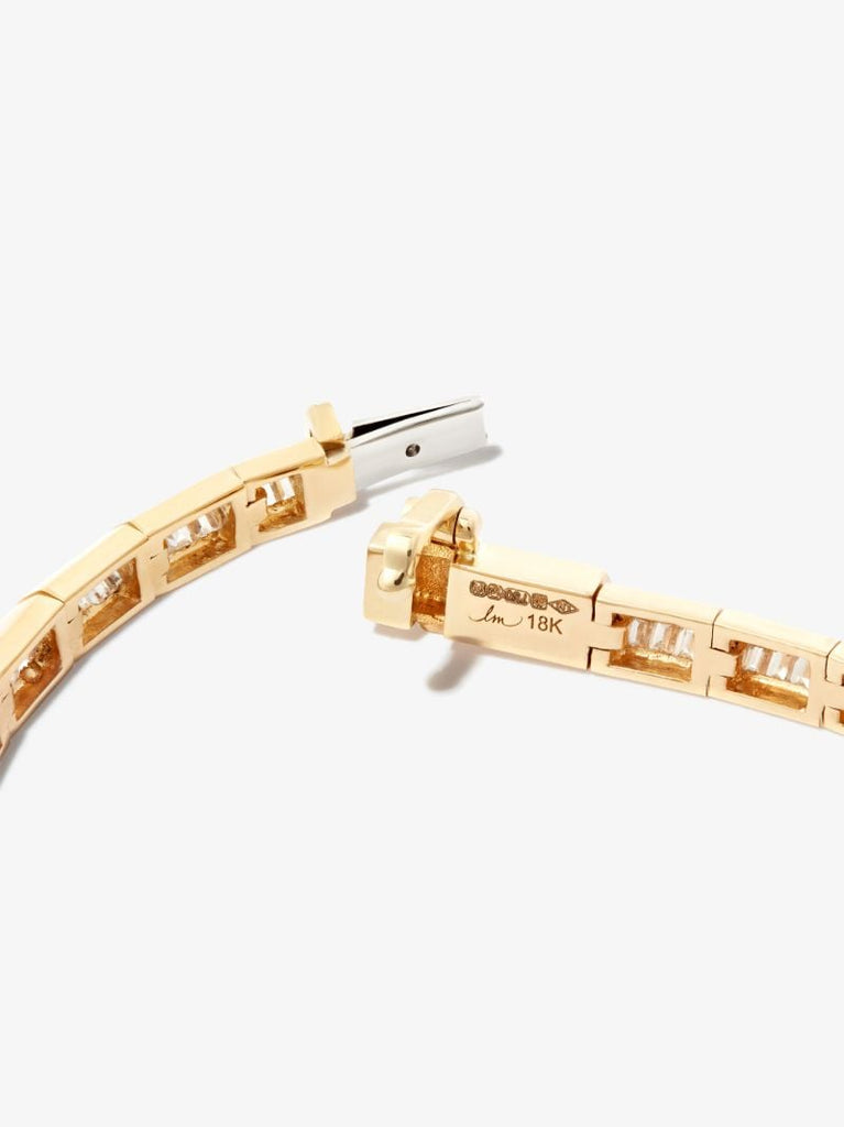 18k Yellow Gold Knife Edge Diamond Tennis Bracelet