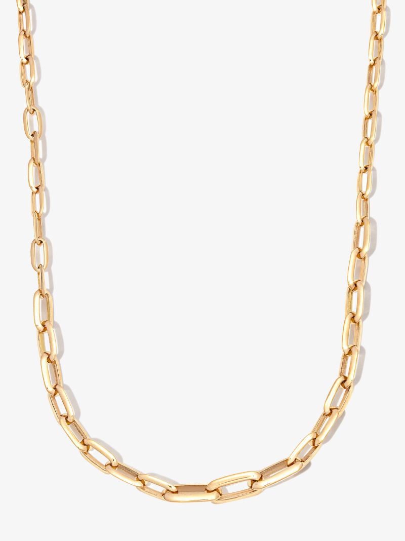 18k Yellow Gold Chubby Knife Edge Chain Necklace