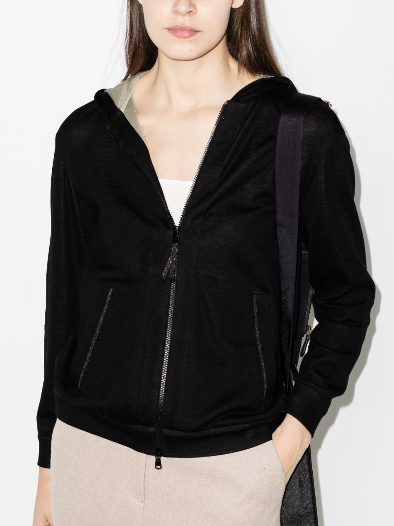 Monili-trim Zip-front Hoodie