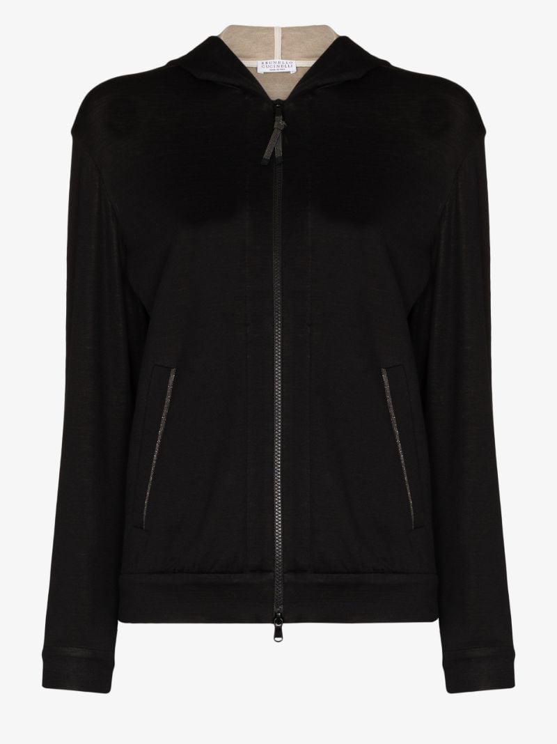 Monili-trim Zip-front Hoodie
