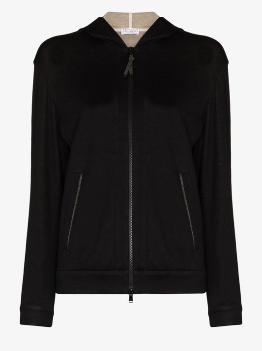Monili-trim Zip-front Hoodie