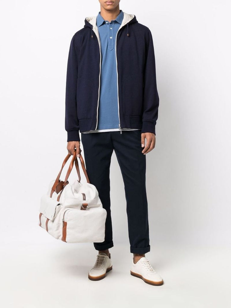 Blue Straight-leg Cotton Trousers