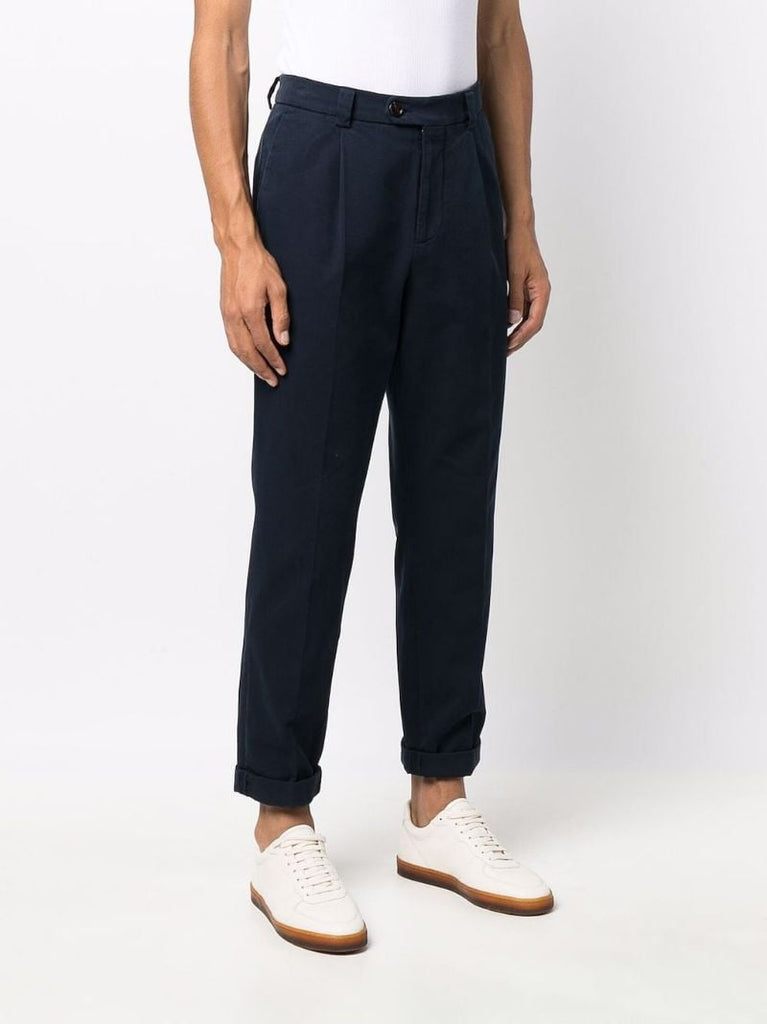 Blue Straight-leg Cotton Trousers