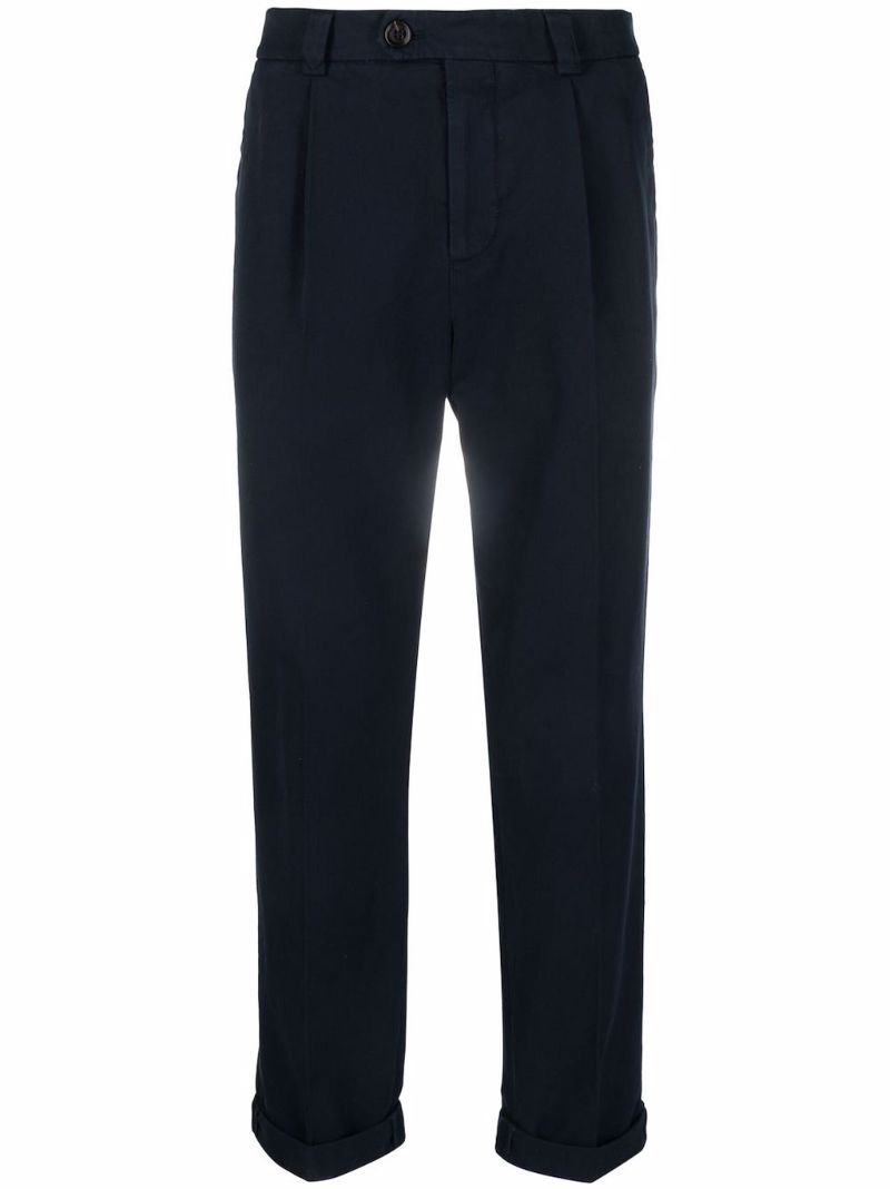 Blue Straight-leg Cotton Trousers