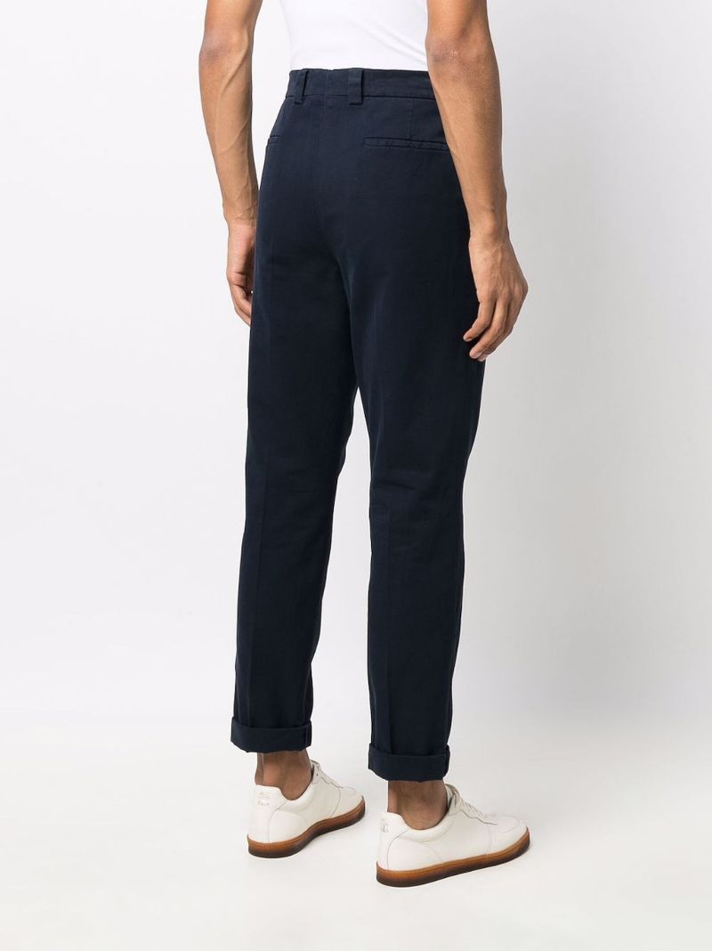 Blue Straight-leg Cotton Trousers