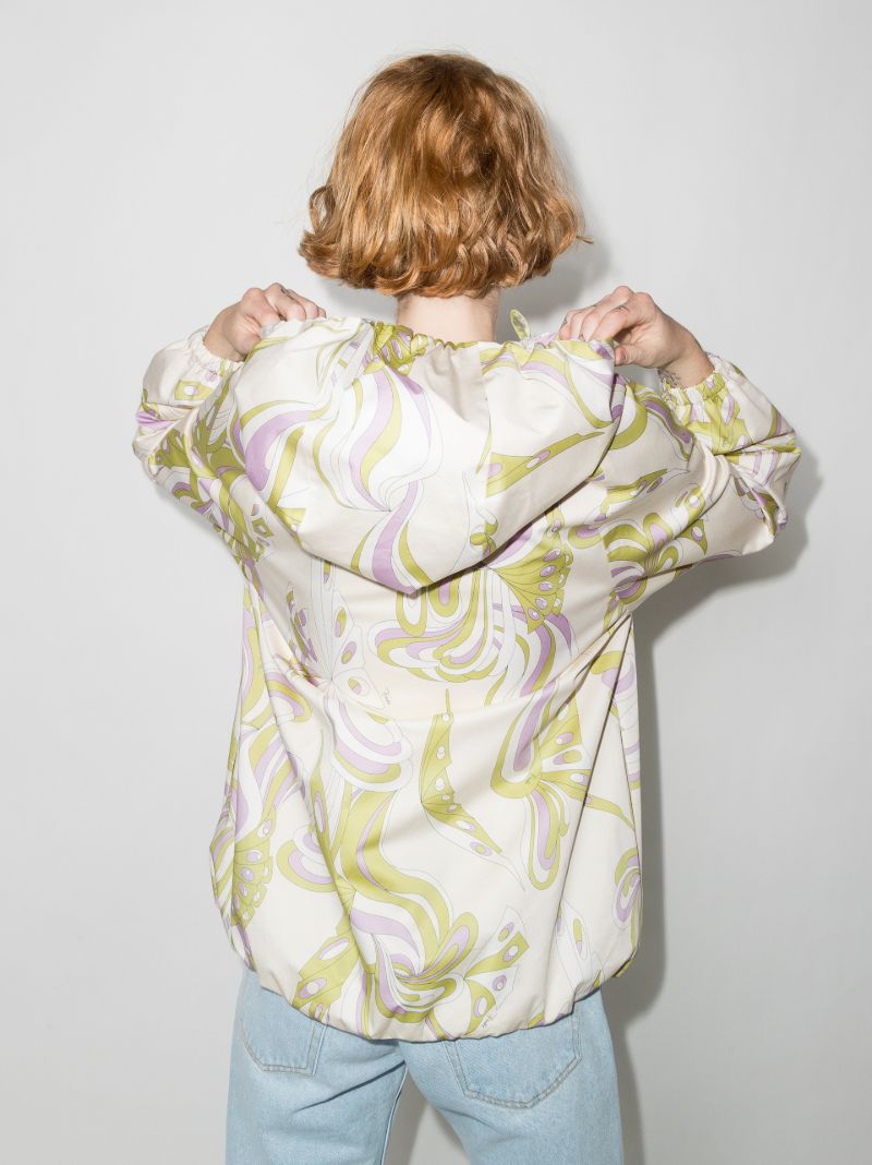 Farfalle Print Hooded Cotton Jacket