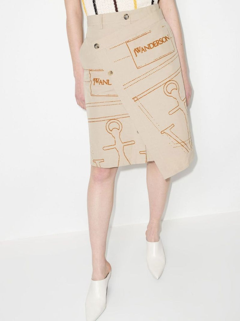 Logo Print Wrap Skirt