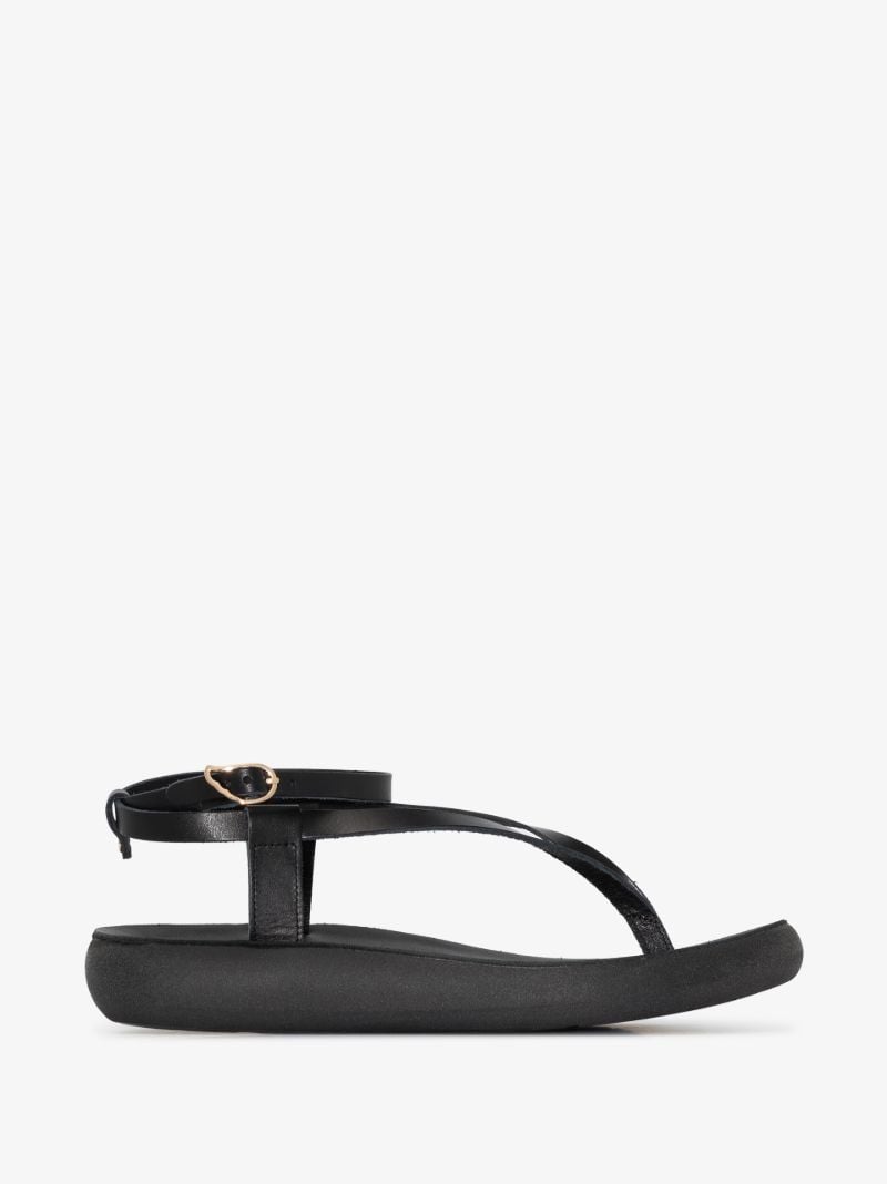 Black Salomi Leather Sandals