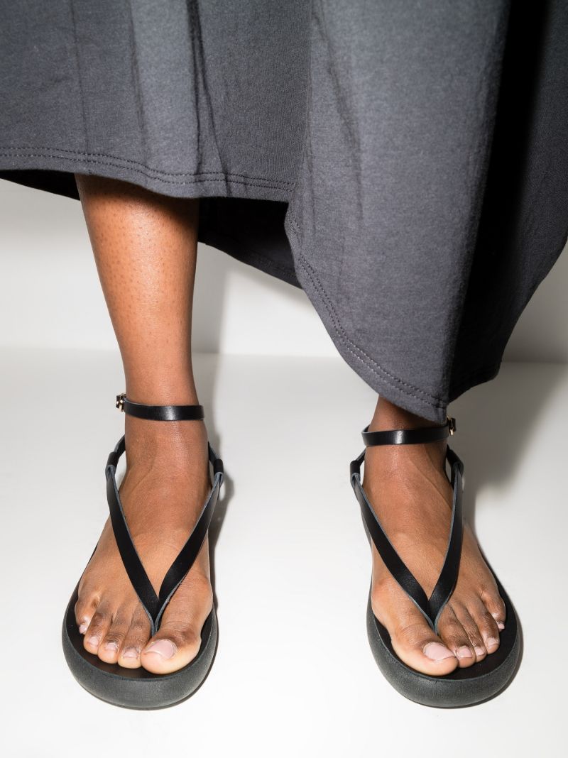 Black Salomi Leather Sandals