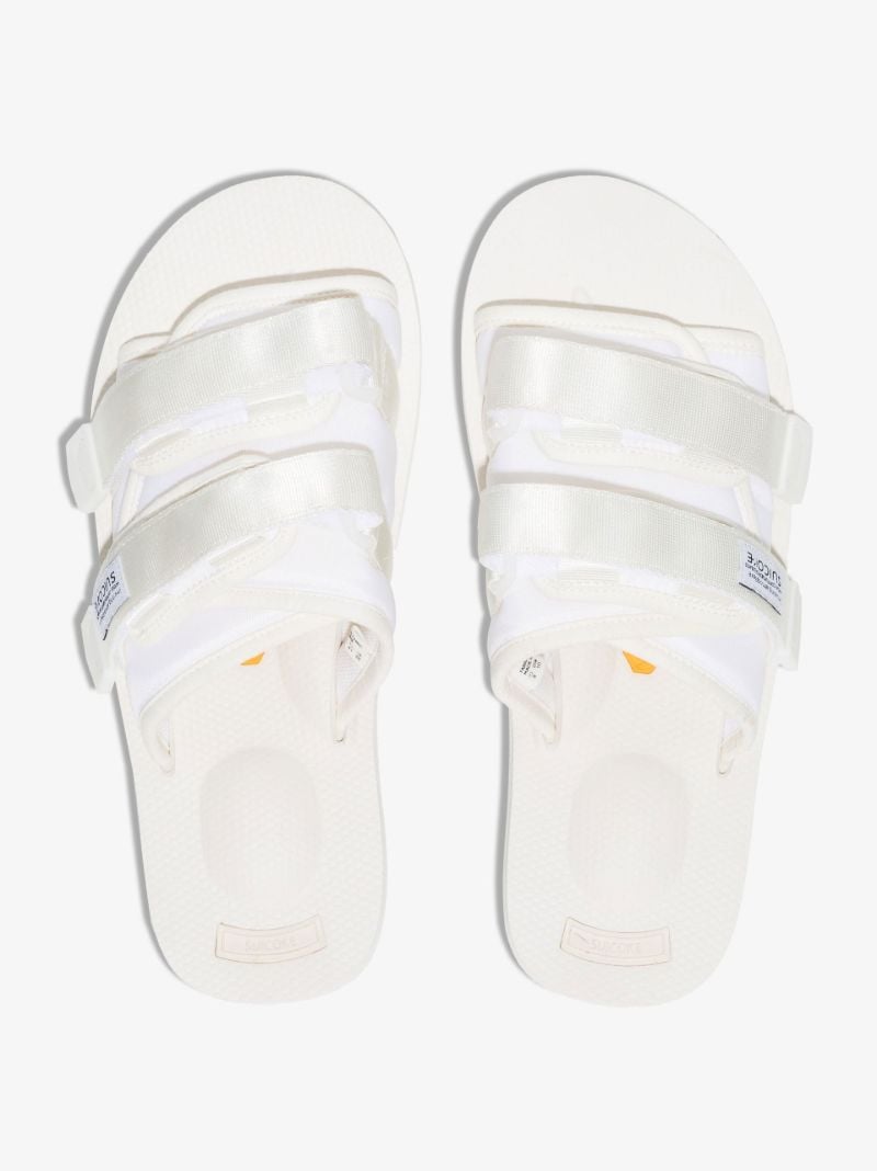 White Moto Webbing Double-strap Sandals