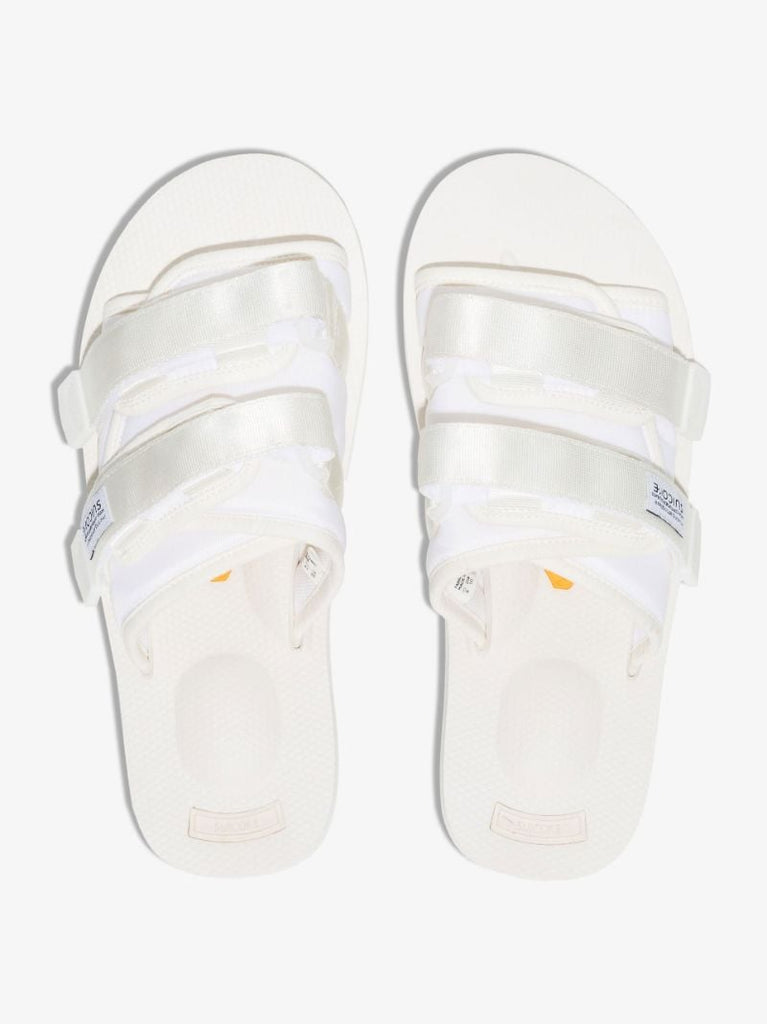 White Moto Webbing Double-strap Sandals