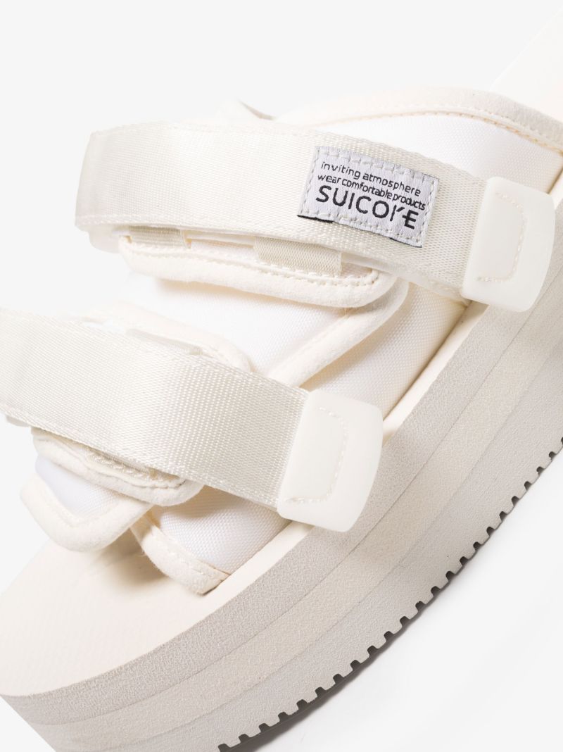 White Moto Webbing Double-strap Sandals