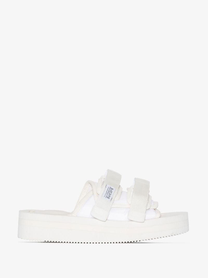 White Moto Webbing Double-strap Sandals