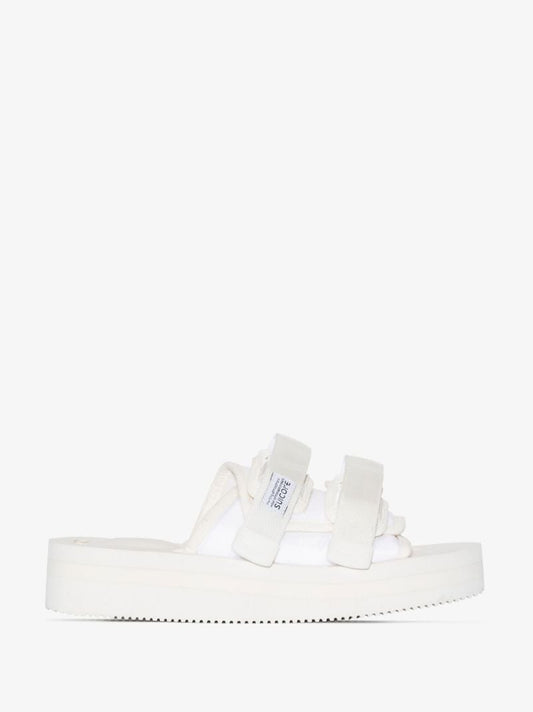 White Moto Webbing Double-strap Sandals