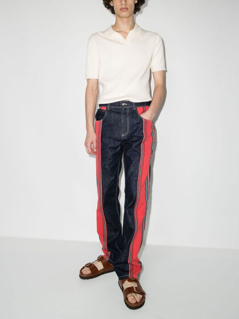 Cotonou Striped Straight Leg Jeans