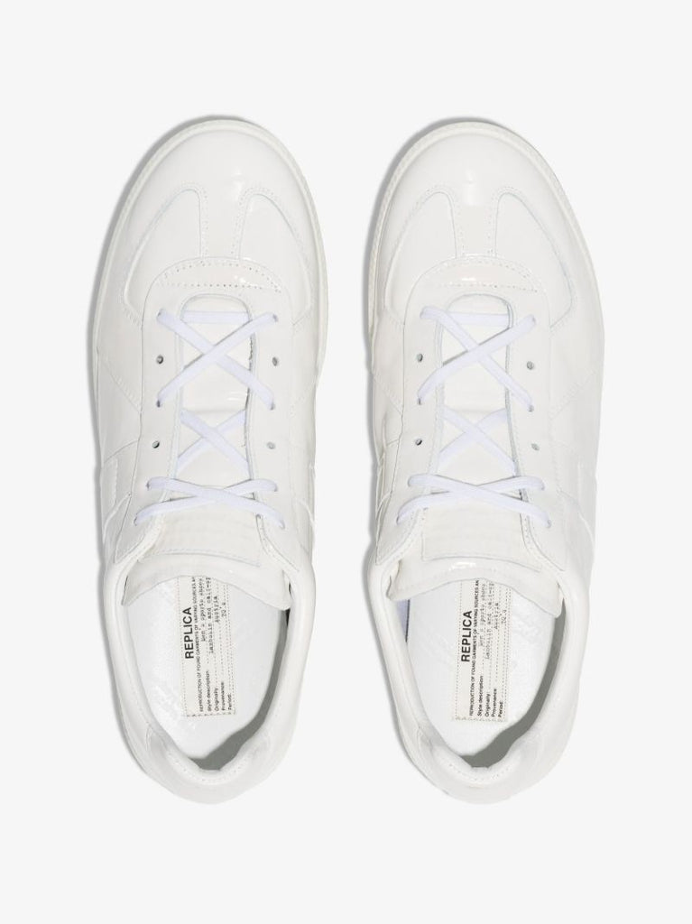 White Replica Low-top Patent Leather Sneakers