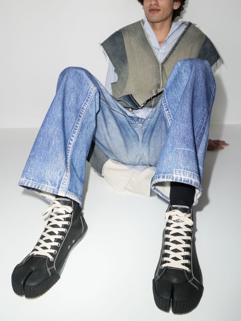 Black Tabi High Top Canvas Sneakers