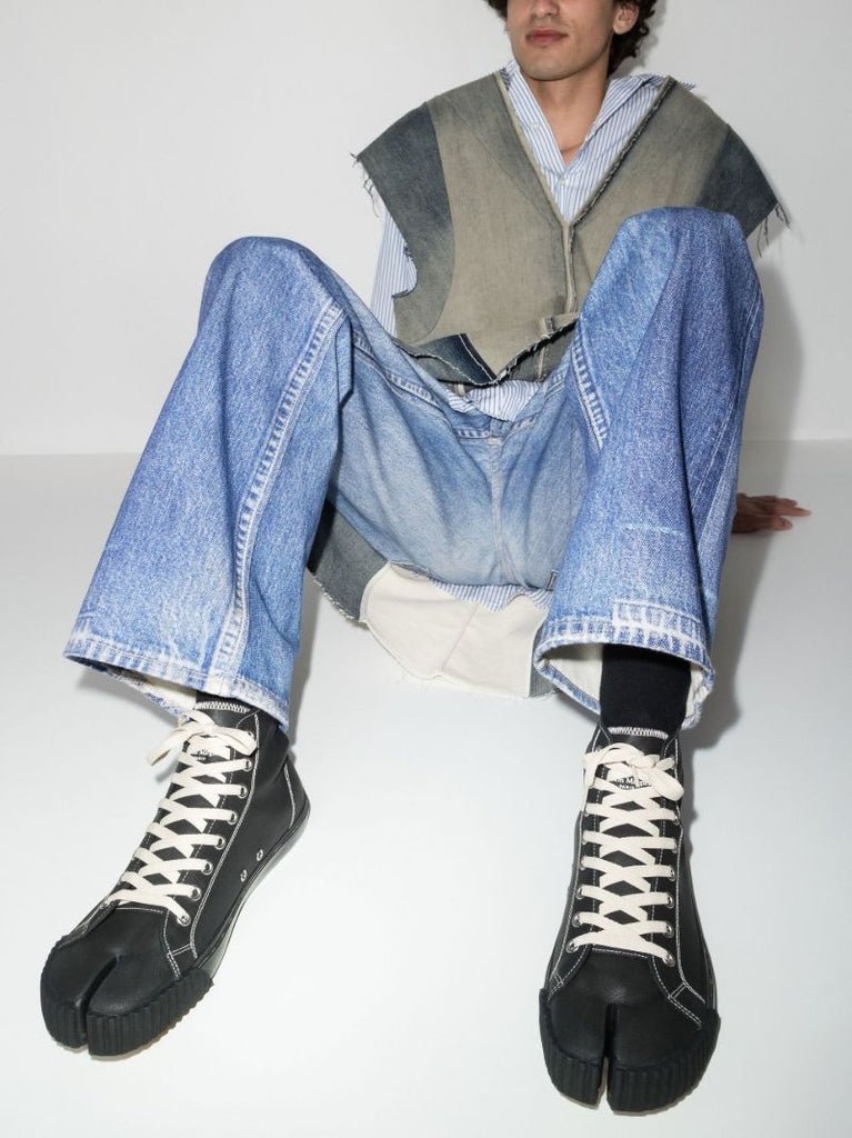 Black Tabi High Top Canvas Sneakers